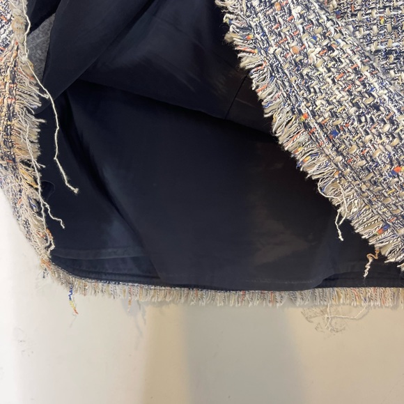 J. Crew Womens Multicolor Tweed Fringed Raw Hem Mini Skirt SIze 10 Back Zip - Picture 5 of 11